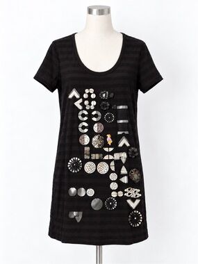 Chloé 2007 Embellished Art to Wear Maximalist Avant Garde Y2K Black Dress